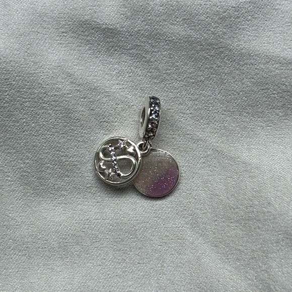 Glittering Infinity Hearts and Stars Dangle Pandora Charm - Picture 6 of 6